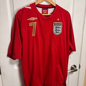 Umbro 2006/2008 England Away Soccer Jersey BECKHAM #7 XL